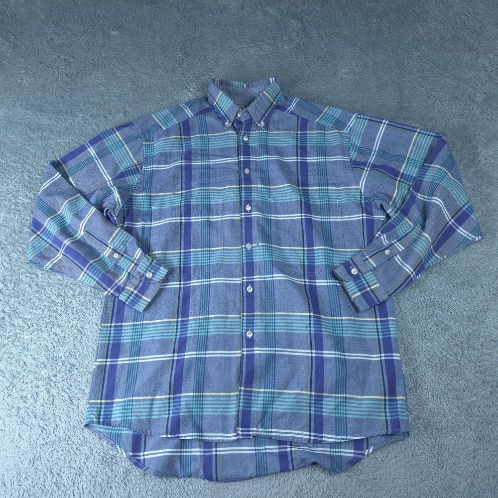 Vintage Levi's Shirt Mens Medium Blue Plaid Long Sleeve Button Down USA Casual